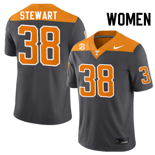 Women #38 Andre Stewart Tennessee Volunteers College Football Jerseys Stitched-Anthracite